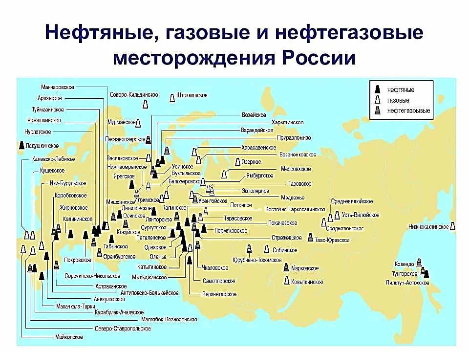 Карта нефтяных месторождений россии